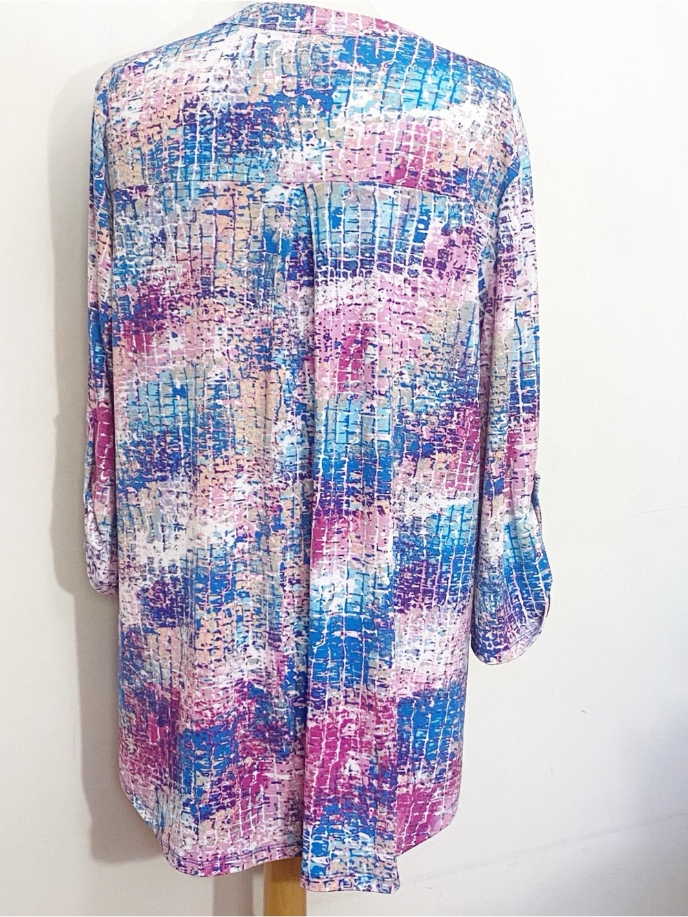 Dear Scarlett Oversized Pink and Blue Abstract Print 3/4 Sleeve Tunic XL - Picture 5 of 8